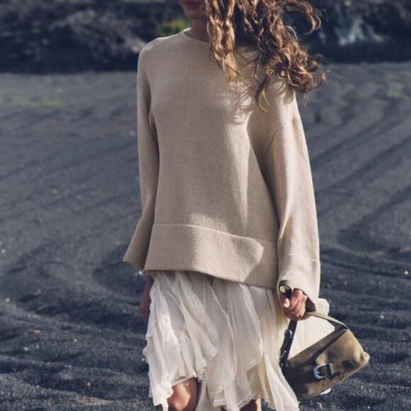 Zara Sweaters - NWT New Zara Basic Knit Sweater Beige Sand Color Size M/L